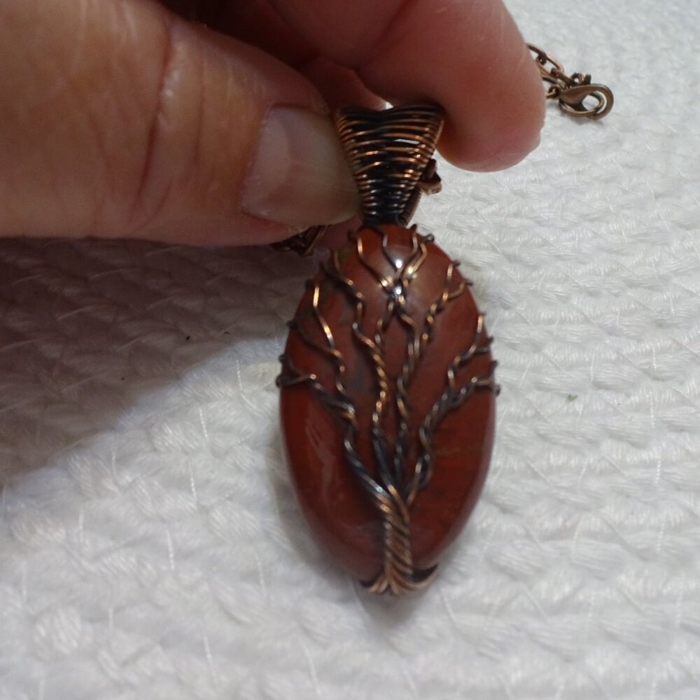Rustic MOOKAITE Handmade COPPER WIRE-WRAPPED TREE Pendant/Chain #931C